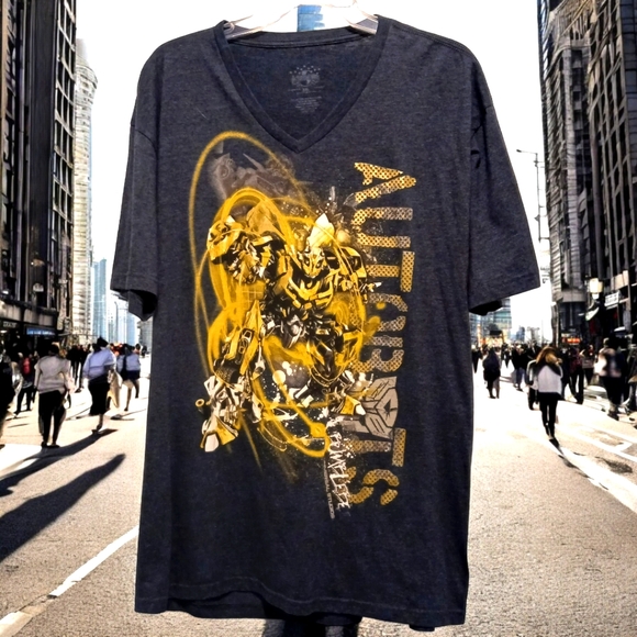 Adult XXL Transformer 2015 Heather Gray & Gold Bumblebee T-Shirt - Picture 1 of 5